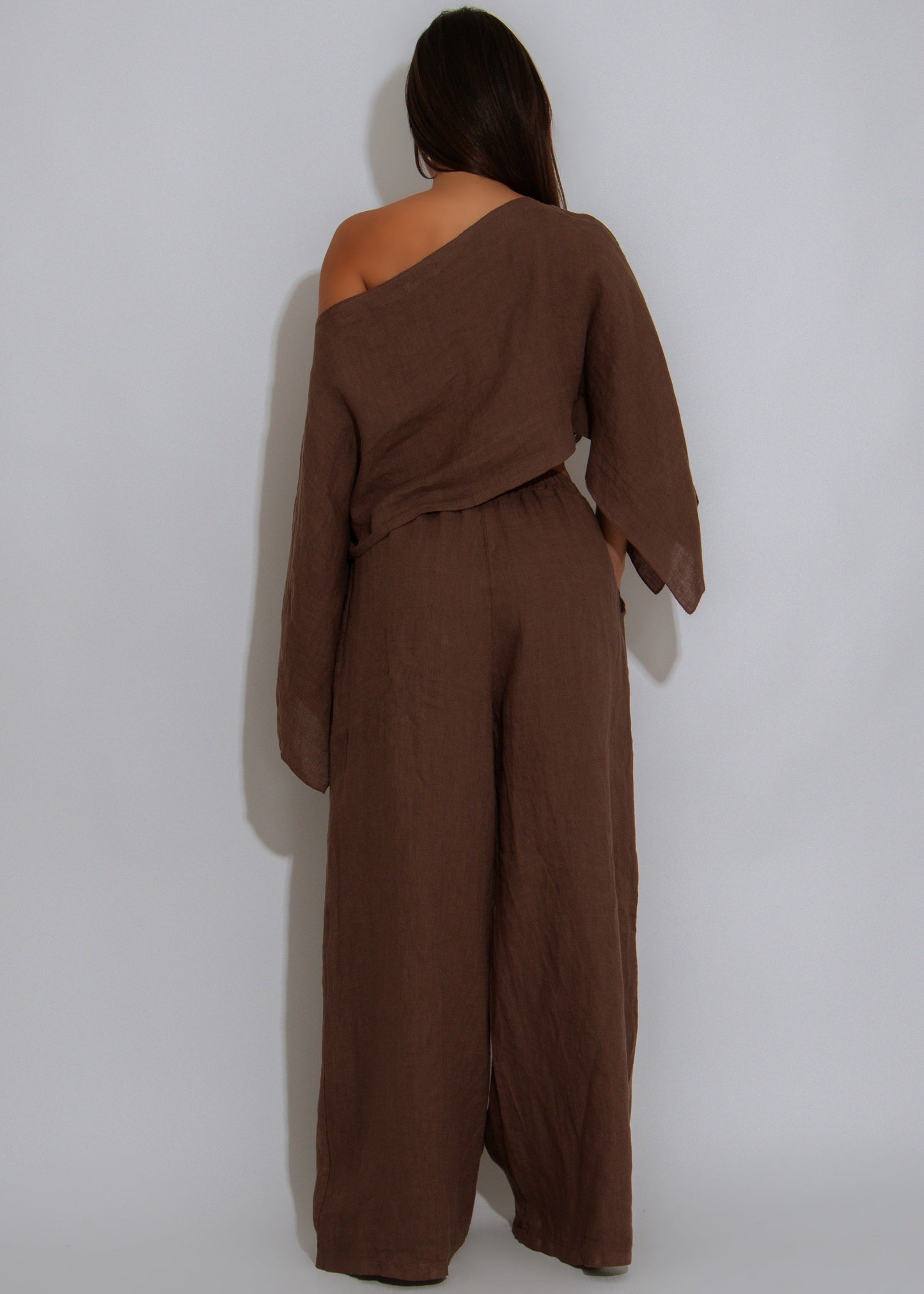 Bare Breeze Linen Pant Set Brown